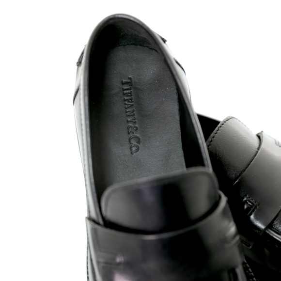 Tiffany & Co. Black Leather Block Heel Slip On Flat Loafers Womens 6M/36 EU Rare - Picture 6 of 8